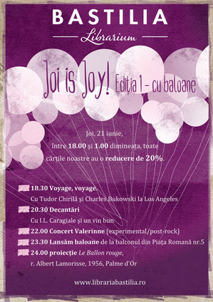 Prima ediţie a „Joi is joy”, la Librăria Bastilia Prima ediţie a „Joi is joy”, la Librăria Bastilia