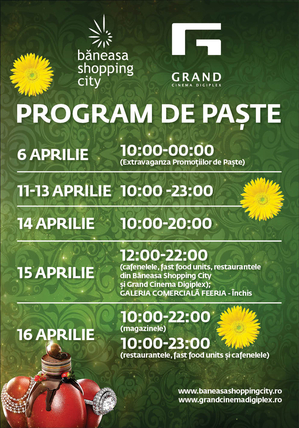 Program special de Paşte la Băneasa Shopping City Program special de Paşte la Băneasa Shopping City