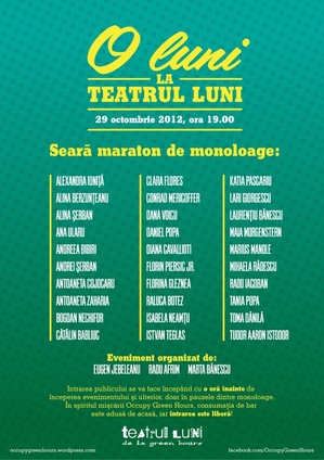 Aniversare la Green Hours: O luni la Teatrul LUNI Aniversare la Green Hours: O luni la Teatrul LUNI
