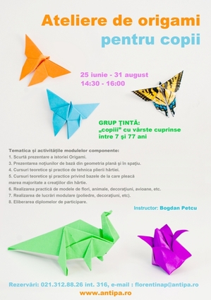Ateliere de origami pentru copii Ateliere de origami pentru copii