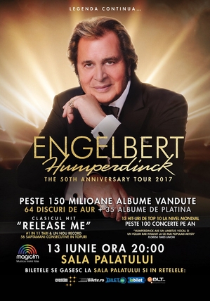 Engelbert Humperdinck, revine în România într-un concert aniversar. Titanul concertează pe 13 iunie la Sala Palatului. Bilete reduse timp de o lună Engelbert Humperdinck, revine în România într-un concert aniversar. Titanul concertează pe 13 iunie la Sala Palatului. Bilete reduse timp de o lună