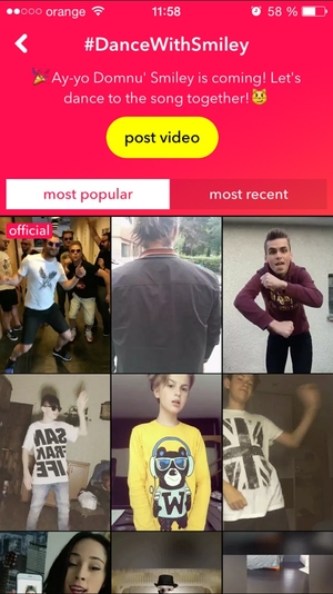 Dupa Selena Gomez, Shakira, Lady Gaga, Bruno Mars sau Nicki Minaj, Smiley este primul artist din Romania care are campanie exclusiva pe aplicatia musical.ly Dupa Selena Gomez, Shakira, Lady Gaga, Bruno Mars sau Nicki Minaj, Smiley este primul artist din Romania care are campanie exclusiva pe aplicatia musical.ly