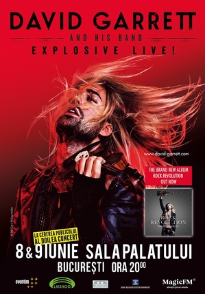 Concertul violonistului DAVID GARRETT este aproape sold-out. Artistul anunță data celui de-al doilea concert ”EXPLOSIVE LIVE”, la București Concertul violonistului DAVID GARRETT este aproape sold-out. Artistul anunță data celui de-al doilea concert ”EXPLOSIVE LIVE”, la București