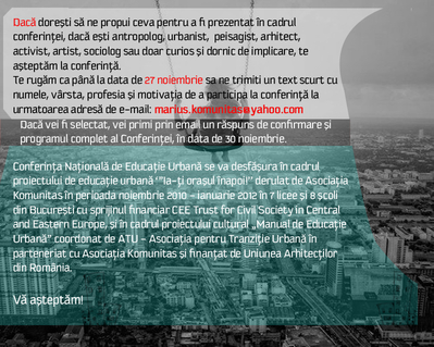 Conferința Națională de Educație Urbană Conferința Națională de Educație Urbană