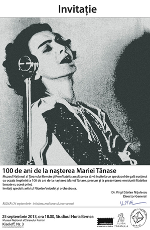 100 de ani de la naşterea Mariei Tănase 100 de ani de la naşterea Mariei Tănase